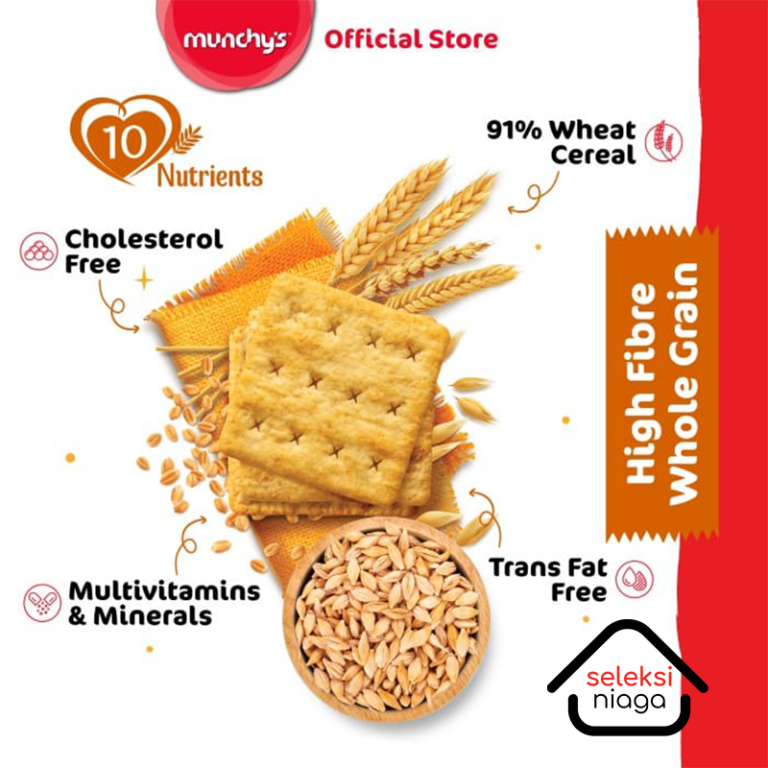 Munchys Crackers Plus High Fibre Whole Grain 700g — Seleksi Niaga